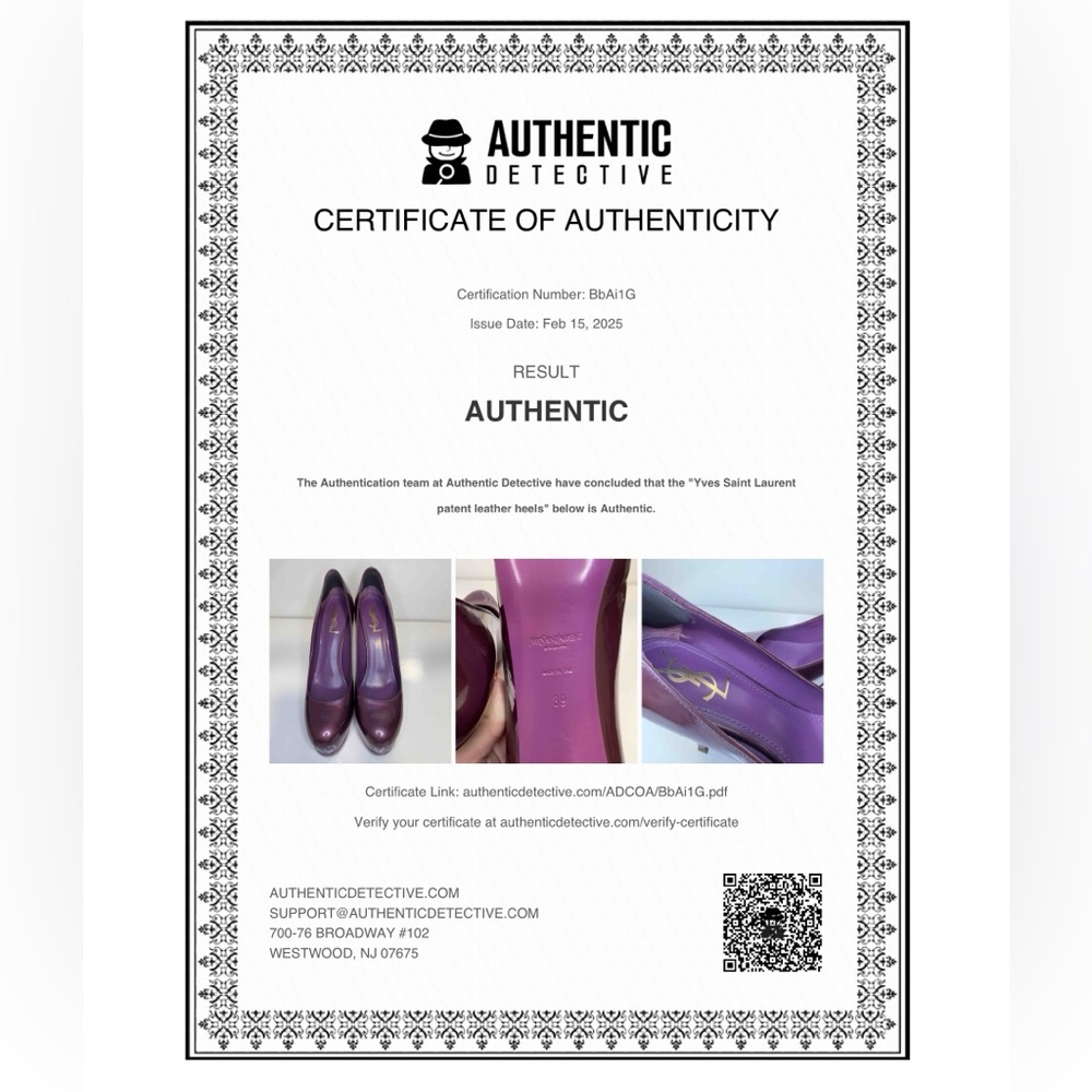 Like new! Made in Italy YSL Purple Tribtoo Patent Leather Platform Heel Pumps 9 - Picture 2 of 14